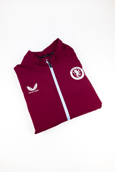 Aston Villa 2023-24 windbreaker made by Castore available in various sizes.